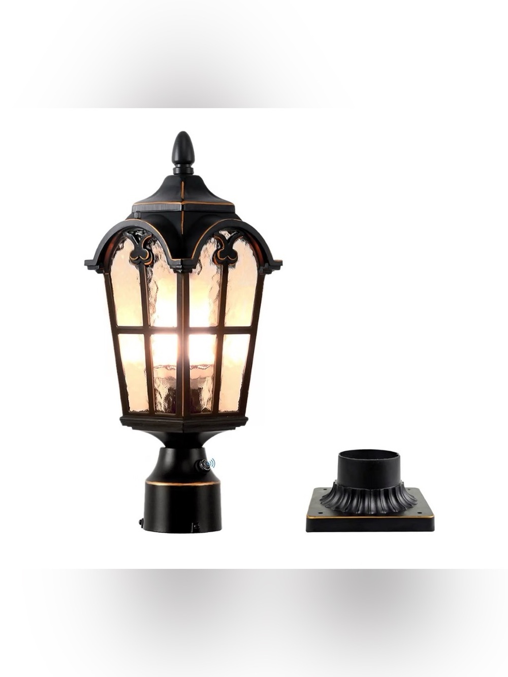 16.7" Dusk Dawn Sensor Outdoor Lamp Post Light with 3-Inch Pier Mount Base
Wate